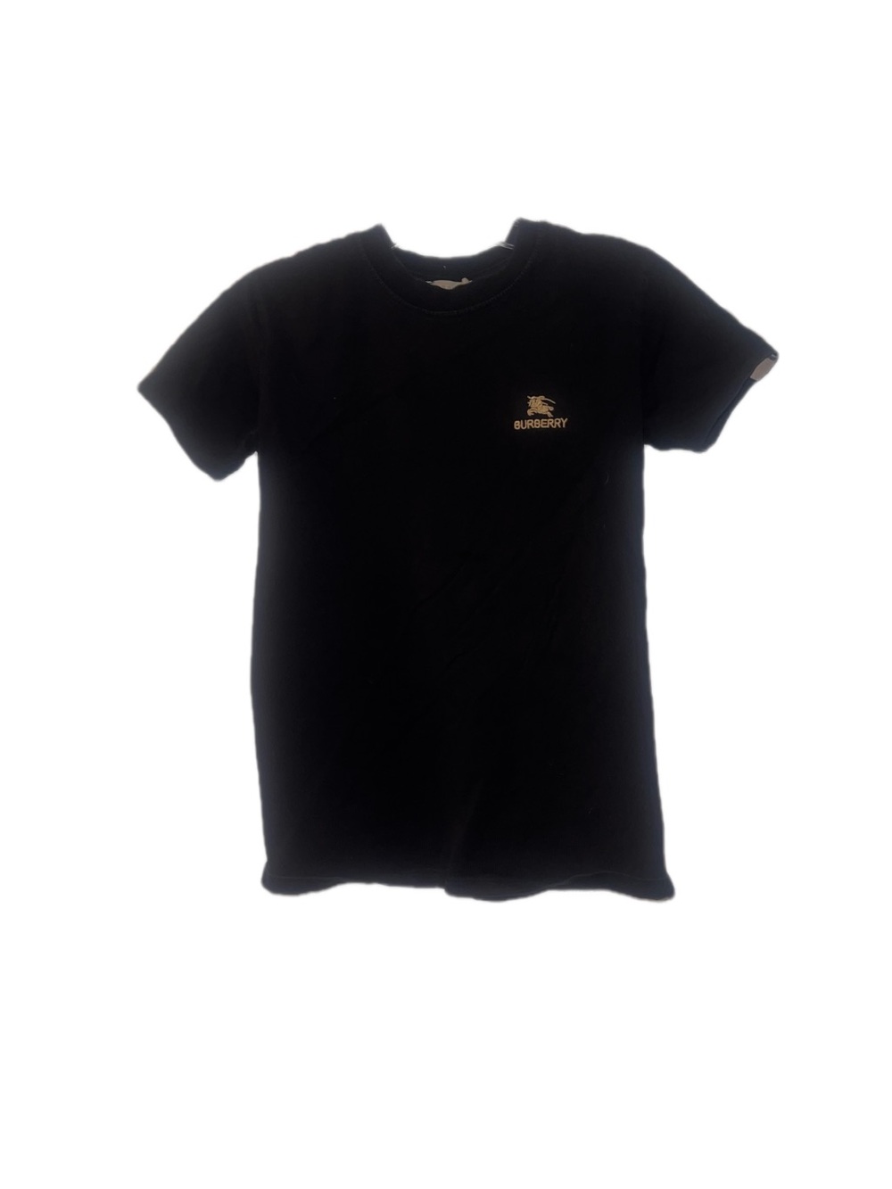 Burberry Black Tee with Gold Logo - Kids Short Sleeve